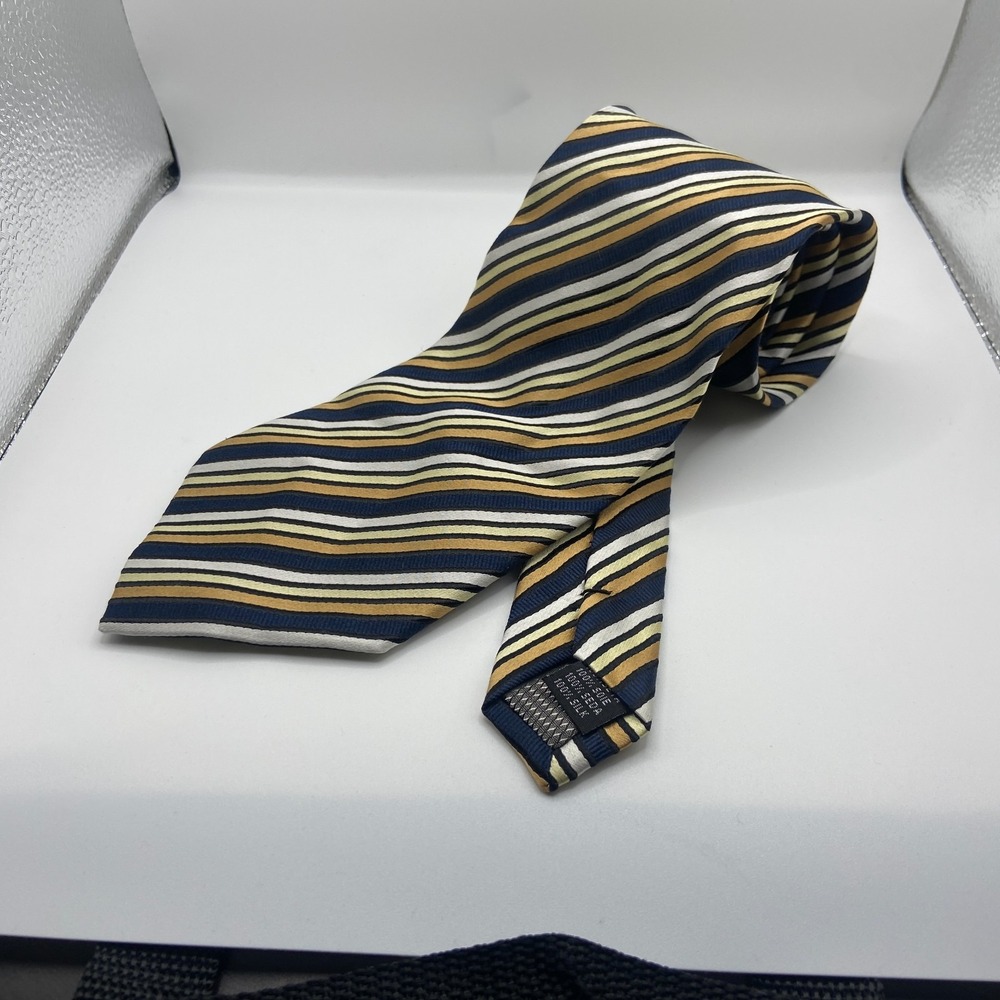 Valerio Garati Mens Multicolor Striped Silk Adjustable Formal Pointed Neck Tie